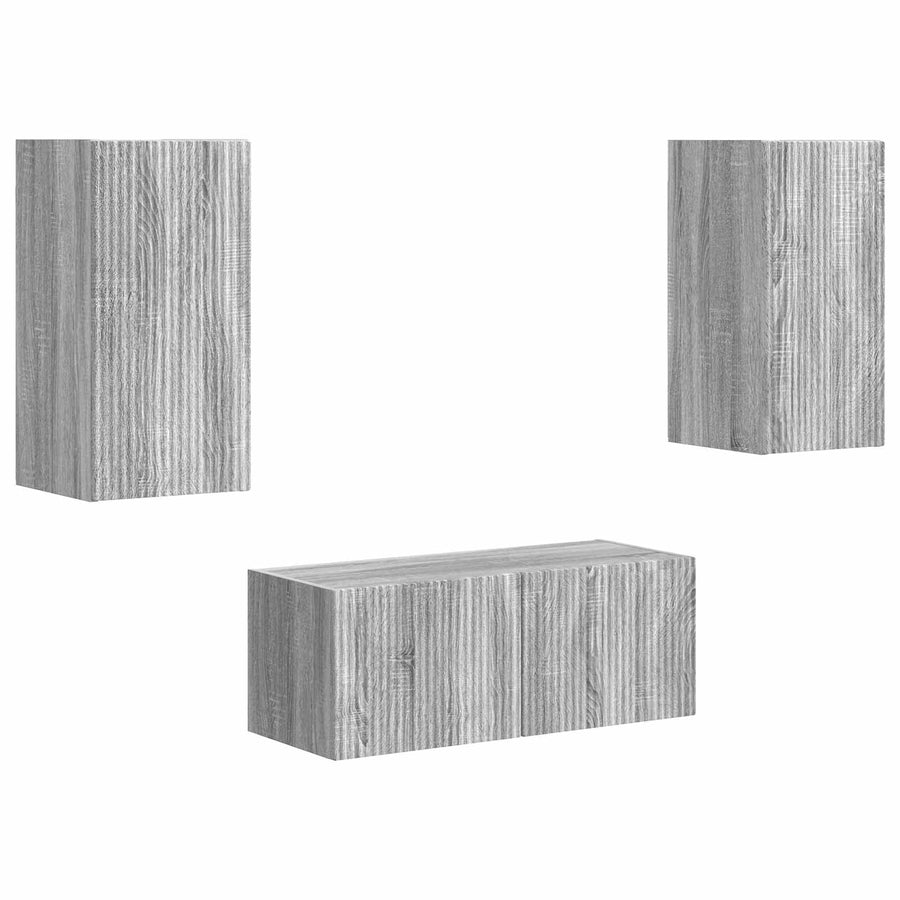 Tv-Meubelset Wandgemonteerd 2 Pcs Bewerkt Hout Grijs sonoma