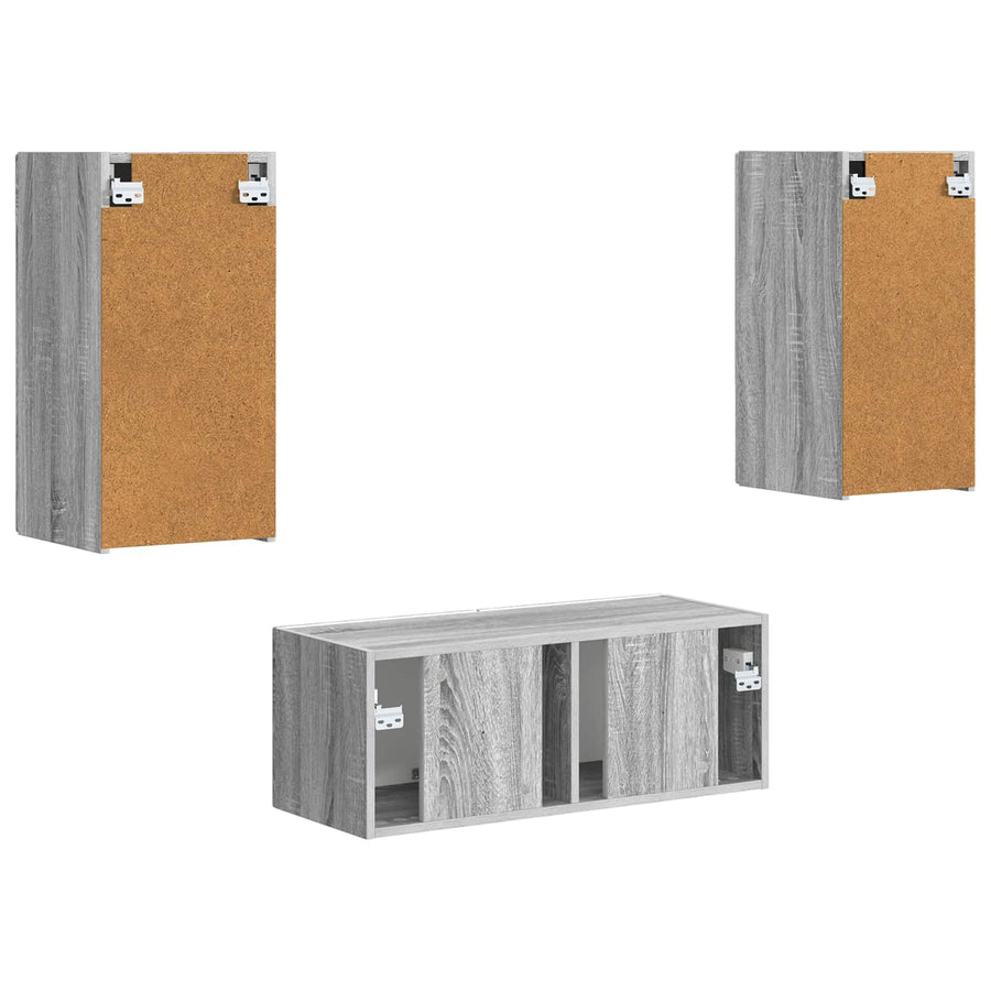 Tv-Meubelset Wandgemonteerd 2 Pcs Bewerkt Hout Grijs sonoma