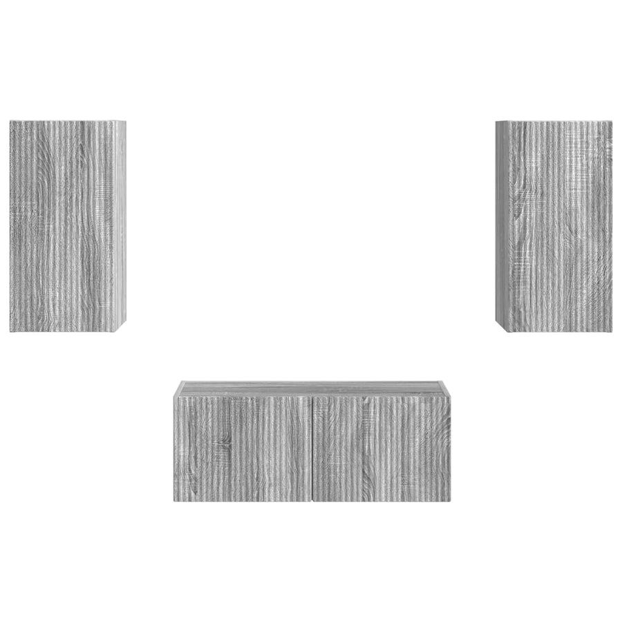 Tv-Meubelset Wandgemonteerd 2 Pcs Bewerkt Hout Grijs sonoma
