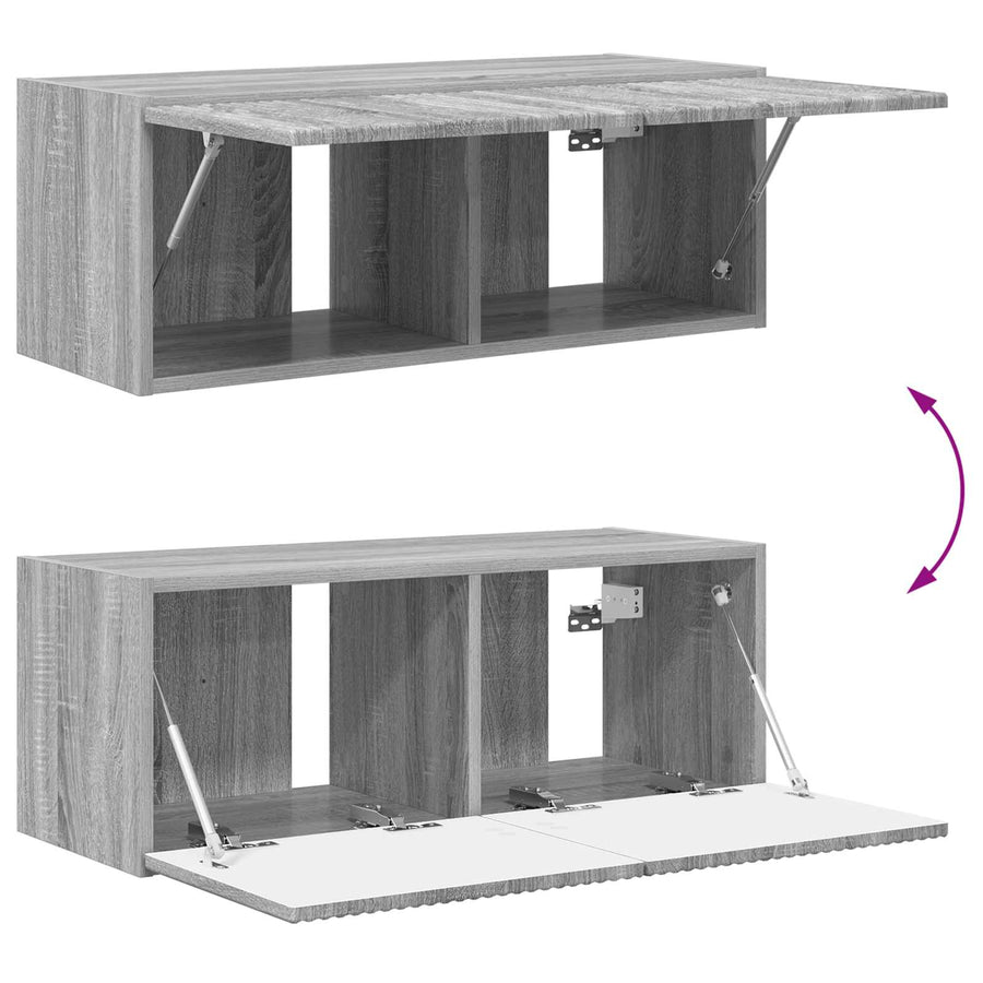 Tv-Meubelset Wandgemonteerd 2 Pcs Bewerkt Hout Grijs sonoma