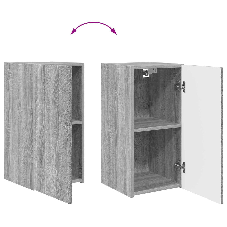 Tv-Meubelset Wandgemonteerd 2 Pcs Bewerkt Hout Grijs sonoma