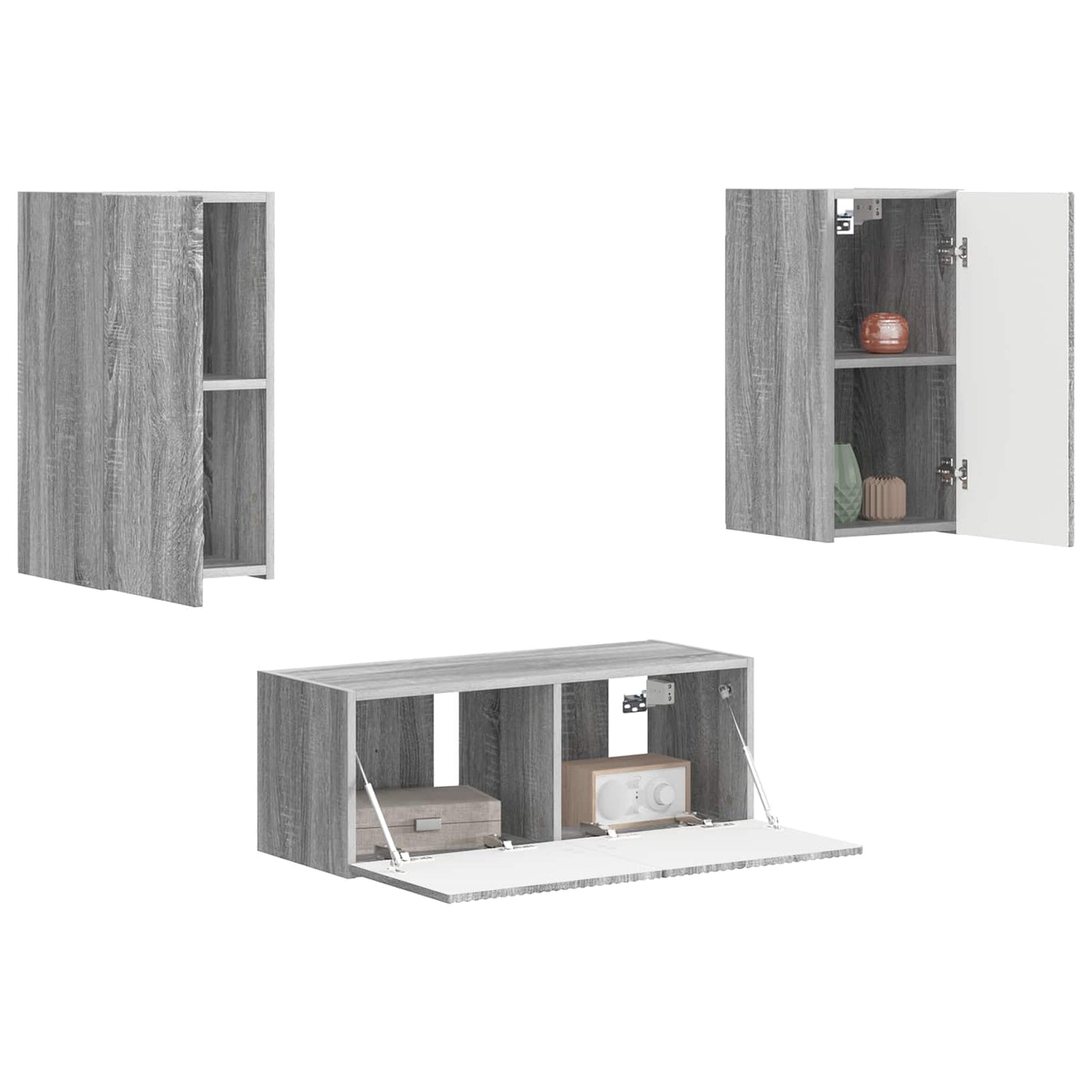 Tv-Meubelset Wandgemonteerd 2 Pcs Bewerkt Hout Grijs sonoma