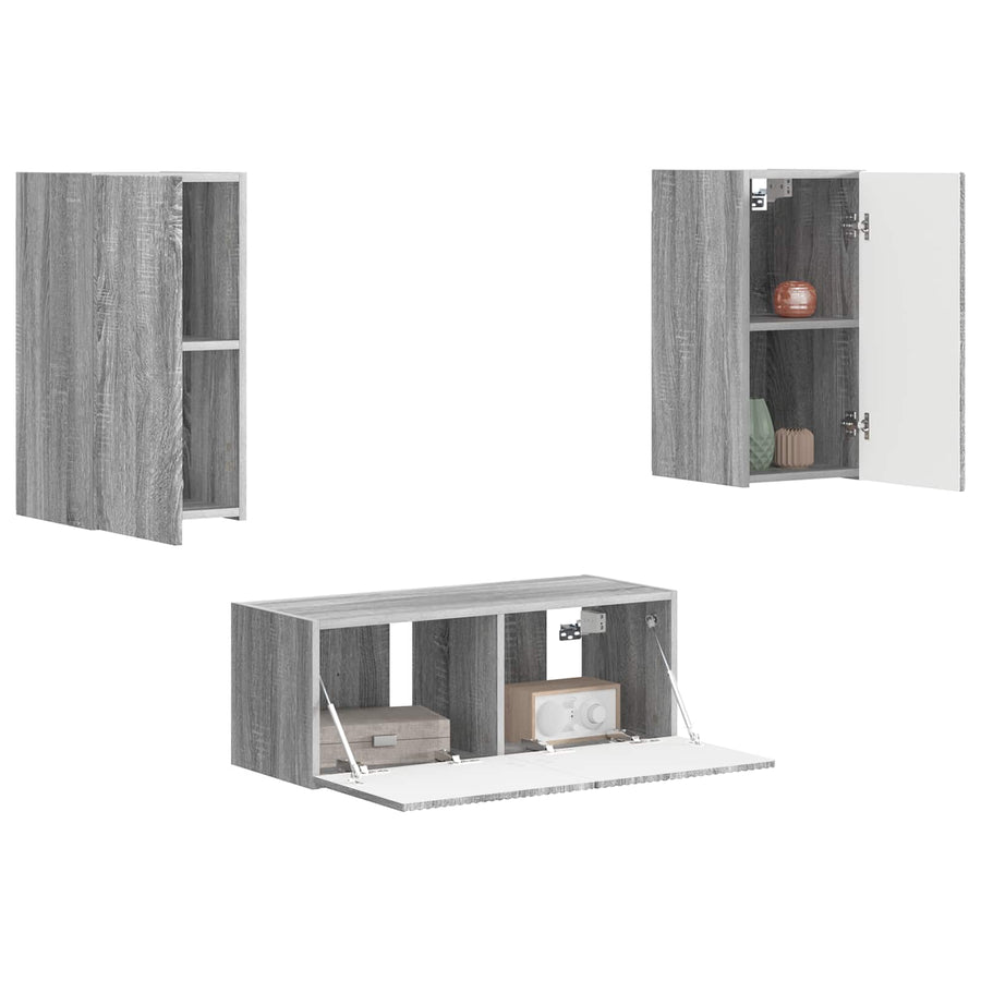 Tv-Meubelset Wandgemonteerd 2 Pcs Bewerkt Hout Grijs sonoma