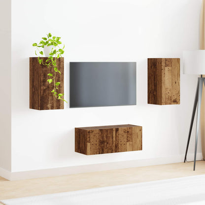 Tv-Meubelset Wandgemonteerd 2 Pcs Oudhout Bewerkt Hout Oud hout