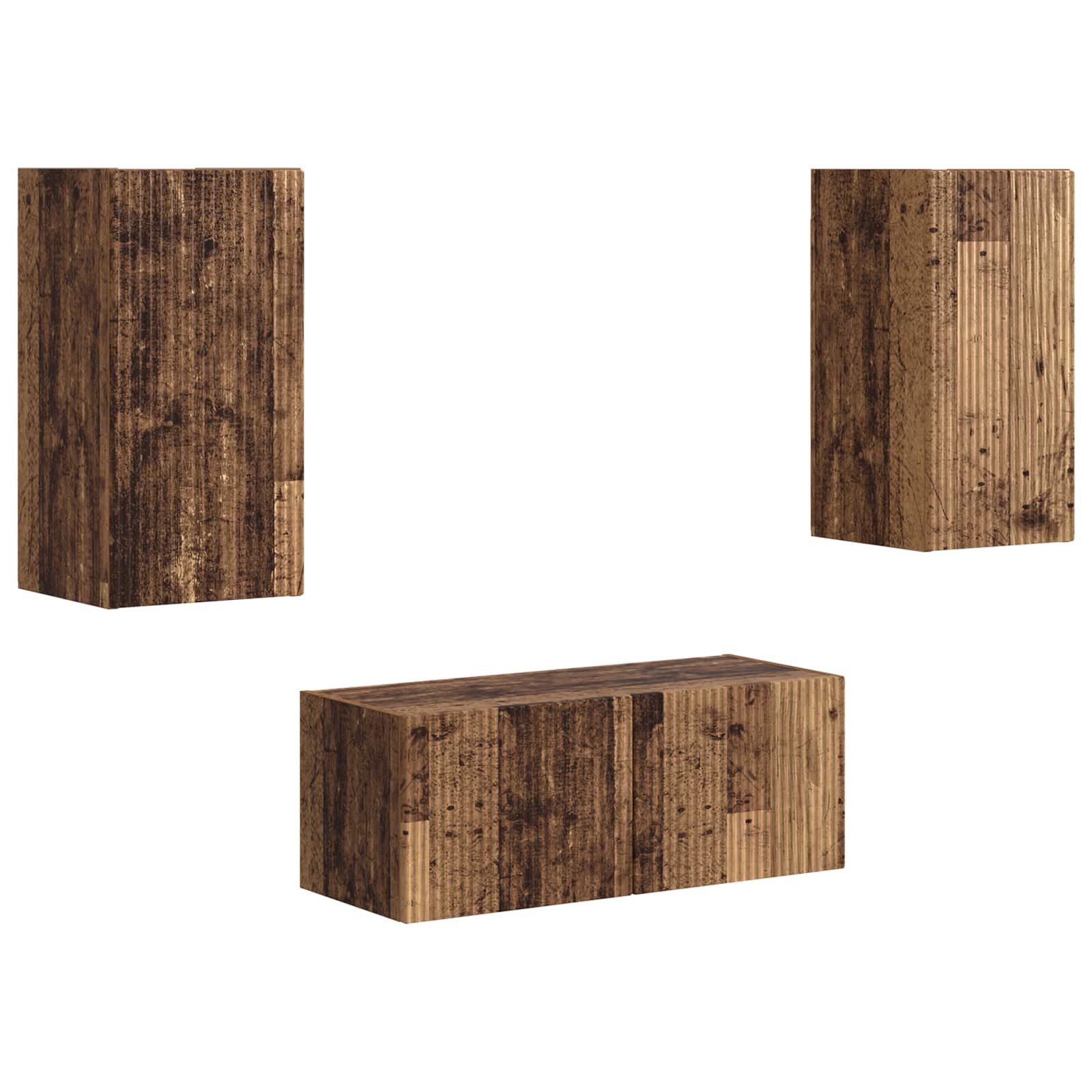 Tv-Meubelset Wandgemonteerd 2 Pcs Oudhout Bewerkt Hout Oud hout