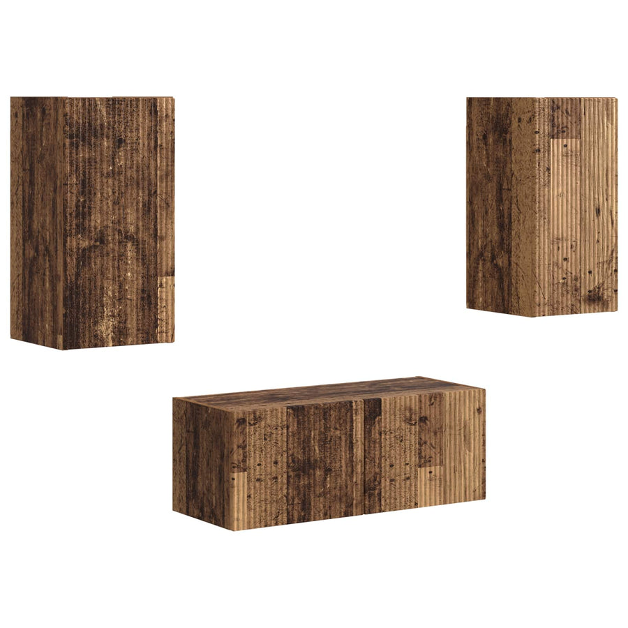 Tv-Meubelset Wandgemonteerd 2 Pcs Oudhout Bewerkt Hout Oud hout