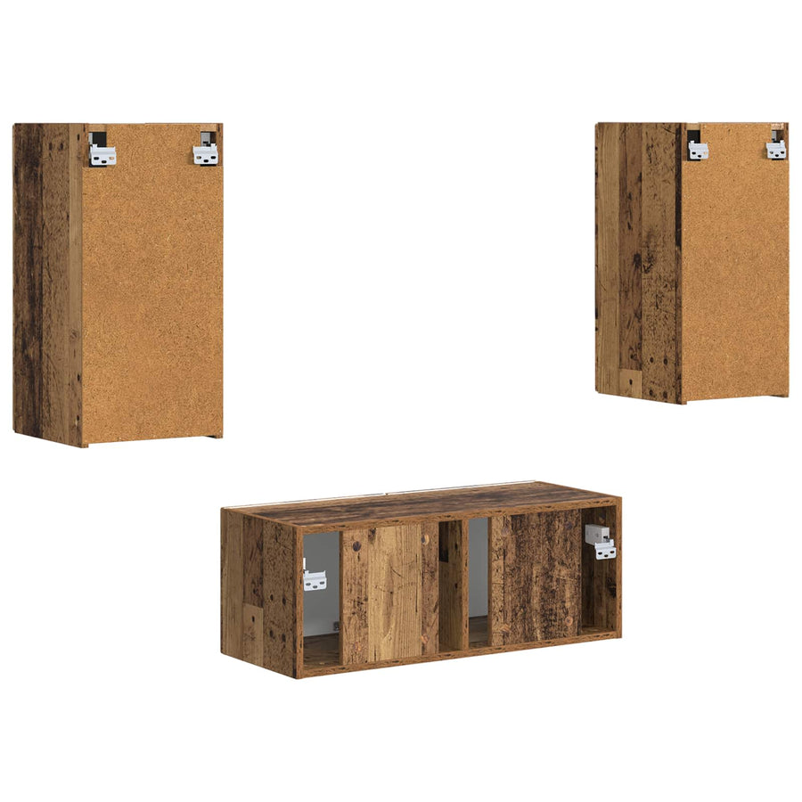 Tv-Meubelset Wandgemonteerd 2 Pcs Oudhout Bewerkt Hout Oud hout