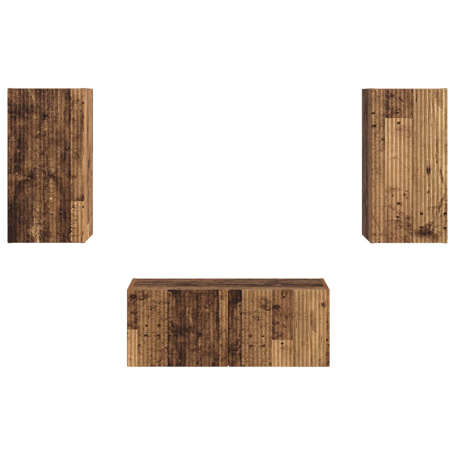 Tv-Meubelset Wandgemonteerd 2 Pcs Oudhout Bewerkt Hout Oud hout