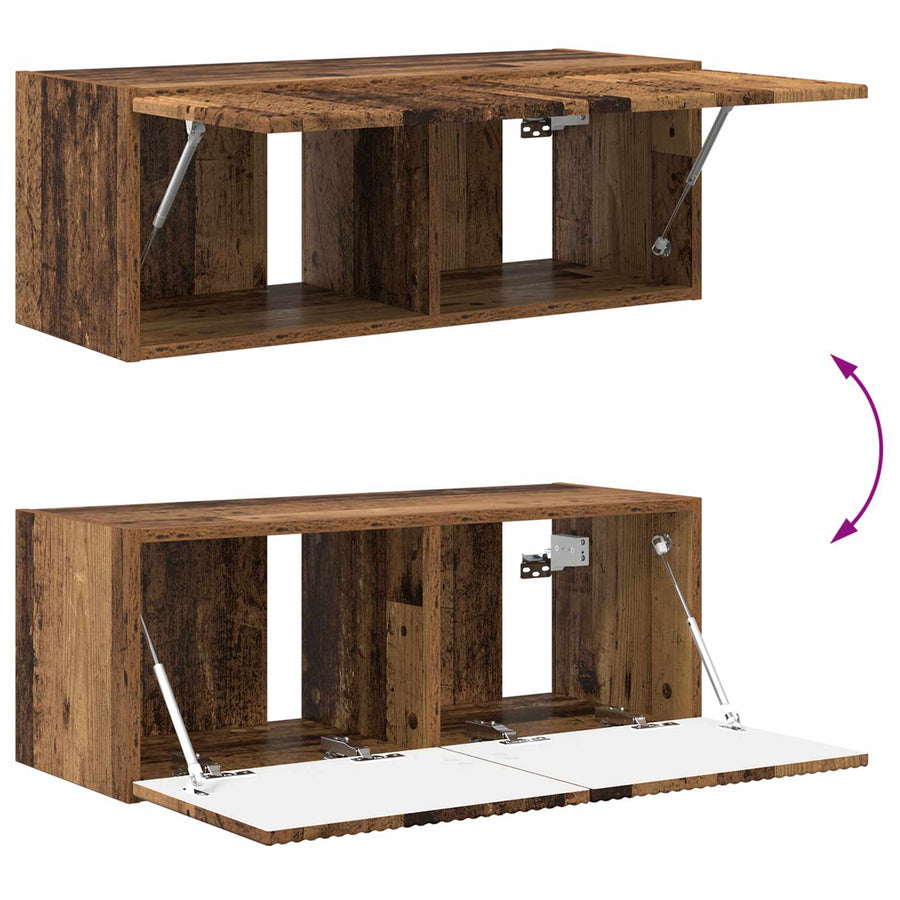 Tv-Meubelset Wandgemonteerd 2 Pcs Oudhout Bewerkt Hout Oud hout