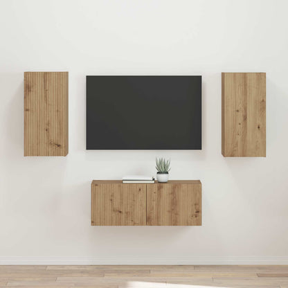 Tv-meubelset 2 pcs Artisan Eiken Bewerkt hout