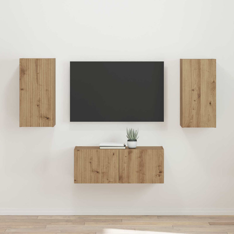 Tv-meubelset 2 pcs Artisan Eiken Bewerkt hout