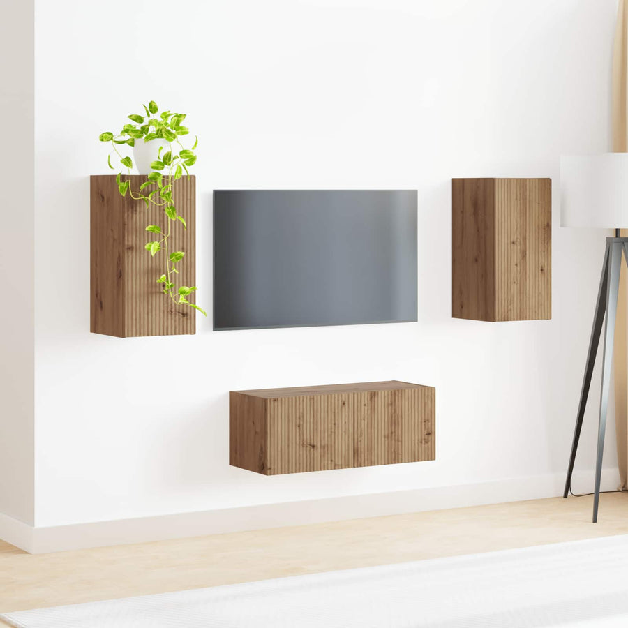 Tv-meubelset 2 pcs Artisan Eiken Bewerkt hout