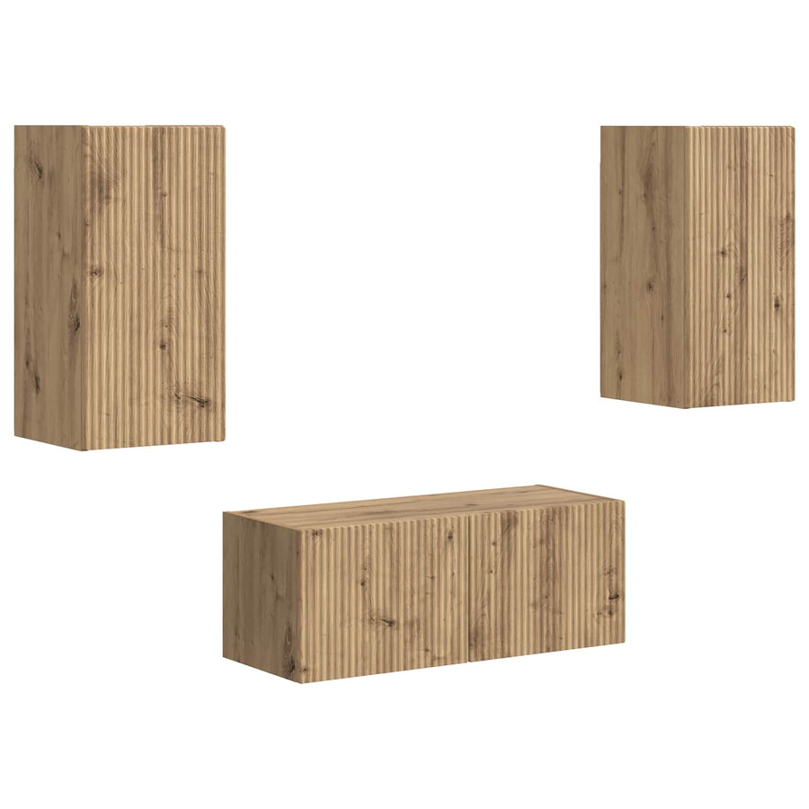 Tv-meubelset 2 pcs Artisan Eiken Bewerkt hout