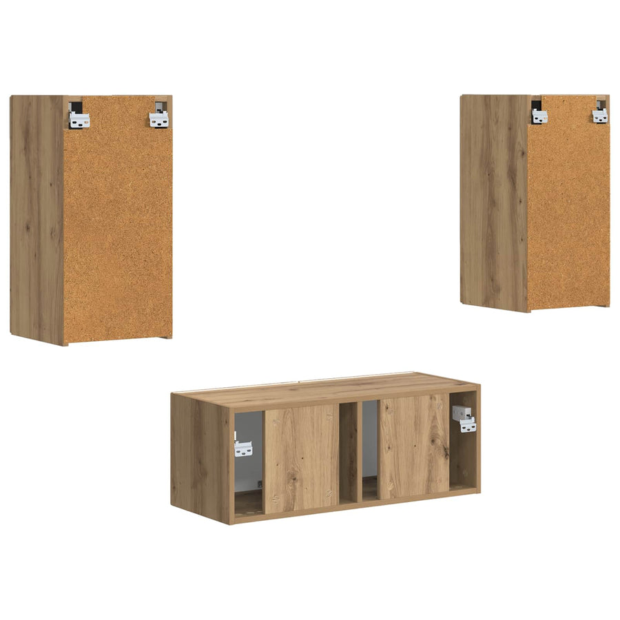 Tv-meubelset 2 pcs Artisan Eiken Bewerkt hout
