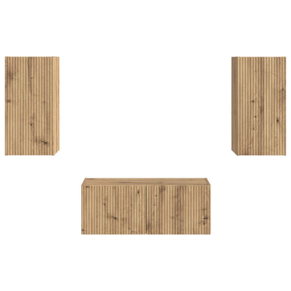 Tv-meubelset 2 pcs Artisan Eiken Bewerkt hout