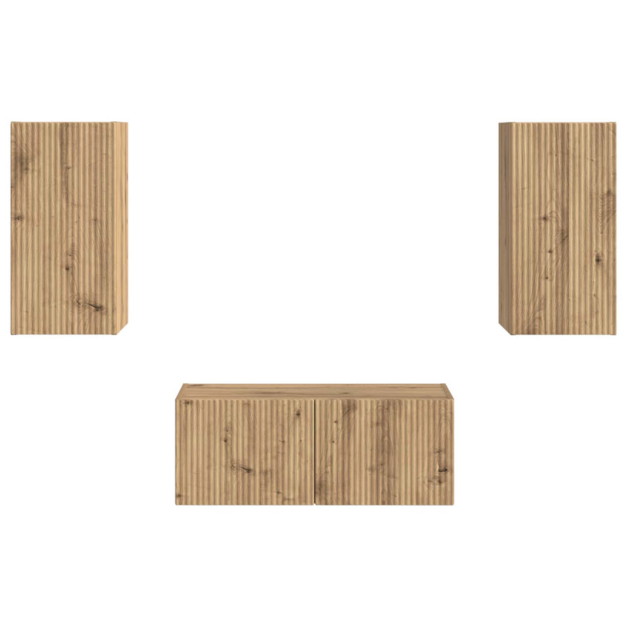 Tv-meubelset 2 pcs Artisan Eiken Bewerkt hout