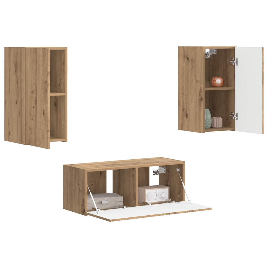 Tv-meubelset 2 pcs Artisan Eiken Bewerkt hout