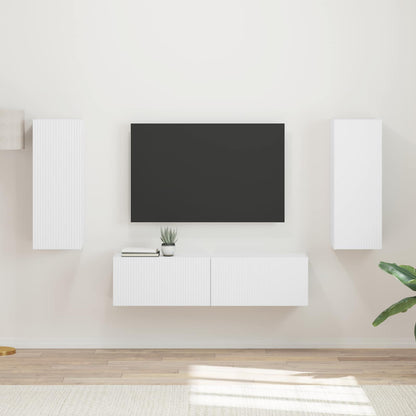 Tv-Meubelset Wandgemonteerd 2 Pcs Bewerkt Hout Wit