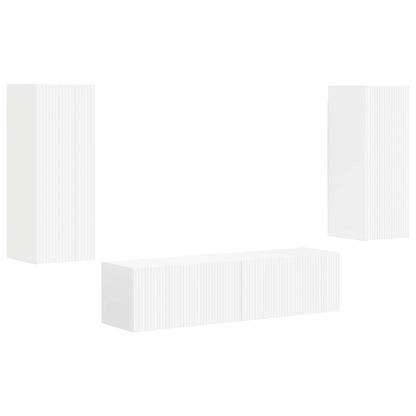 Tv-Meubelset Wandgemonteerd 2 Pcs Bewerkt Hout Wit