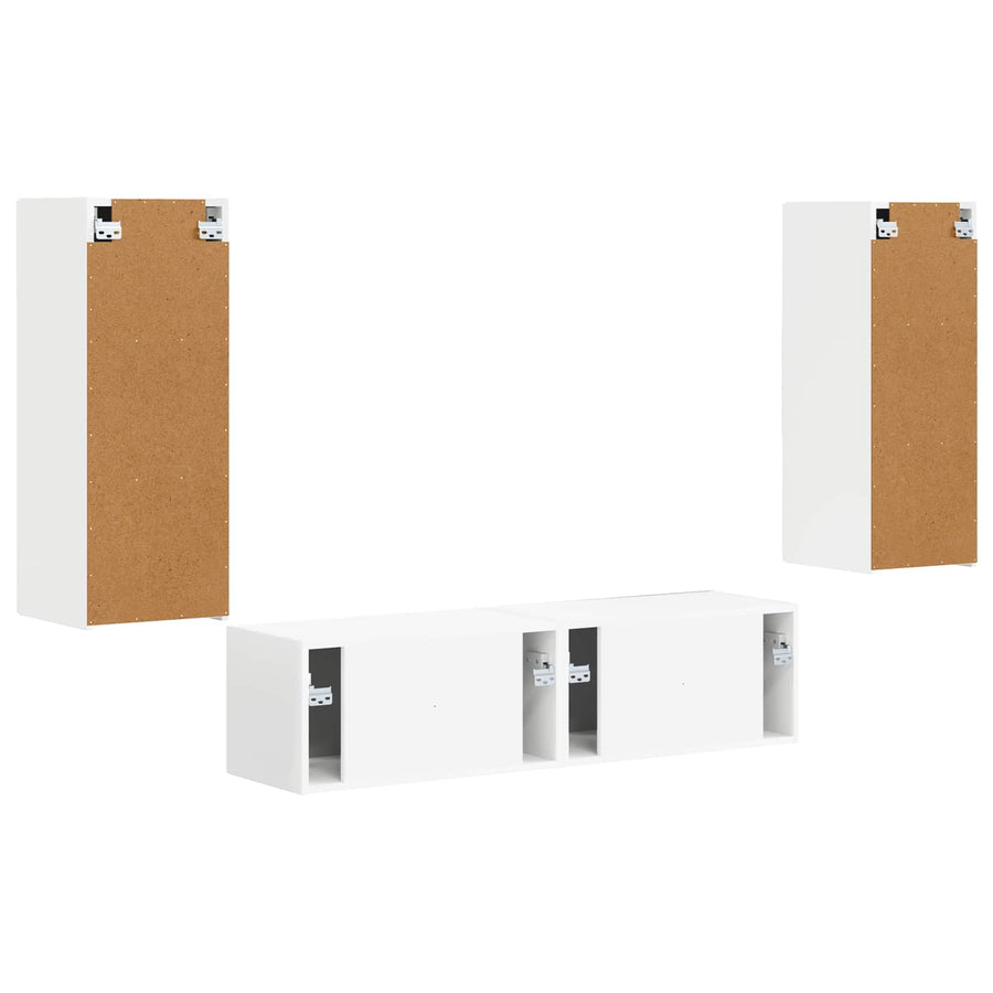 Tv-Meubelset Wandgemonteerd 2 Pcs Bewerkt Hout Wit