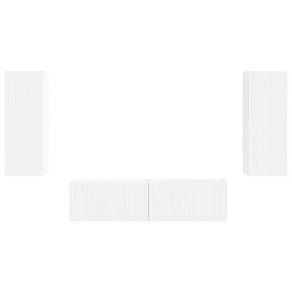 Tv-Meubelset Wandgemonteerd 2 Pcs Bewerkt Hout Wit
