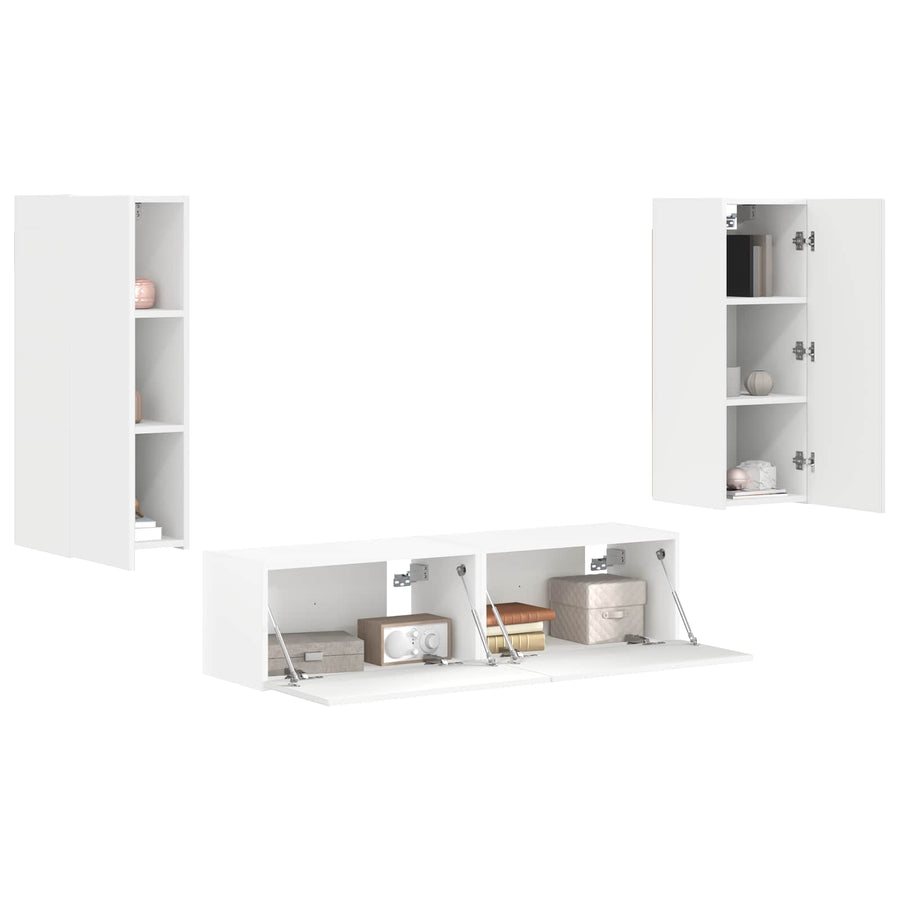 Tv-Meubelset Wandgemonteerd 2 Pcs Bewerkt Hout Wit