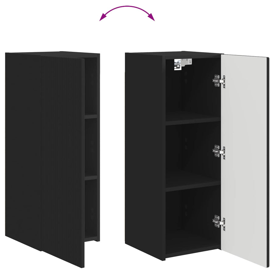 Tv-Meubelset Wandgemonteerd 2 Pcs Bewerkt Hout Zwart