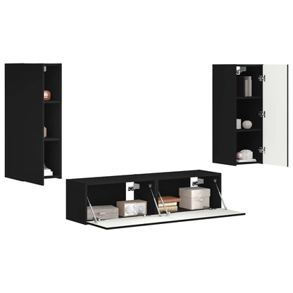 Tv-Meubelset Wandgemonteerd 2 Pcs Bewerkt Hout Zwart
