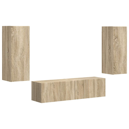 Tv-Meubelset Wandgemonteerd 2 Pcs Sonoma Eiken Bewerkt Hout