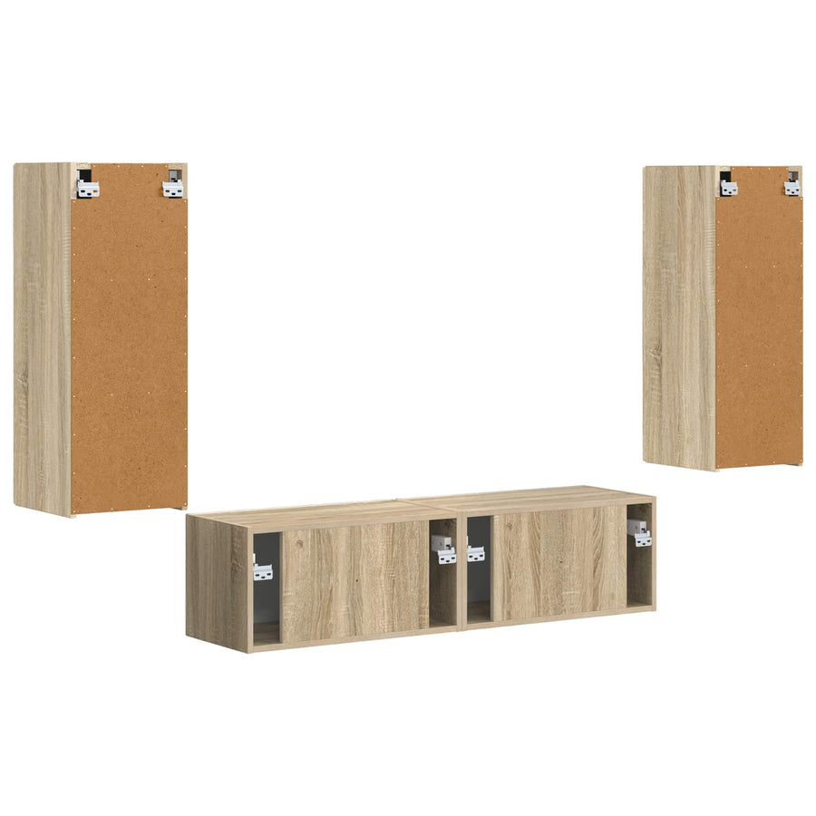 Tv-Meubelset Wandgemonteerd 2 Pcs Sonoma Eiken Bewerkt Hout