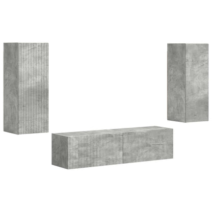 Tv-Meubelset Wandgemonteerd 2 Pcs Beton Grijs Bewerkt Hout Betongrijs
