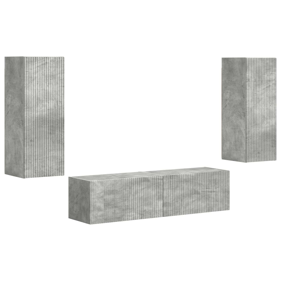 Tv-Meubelset Wandgemonteerd 2 Pcs Beton Grijs Bewerkt Hout Betongrijs