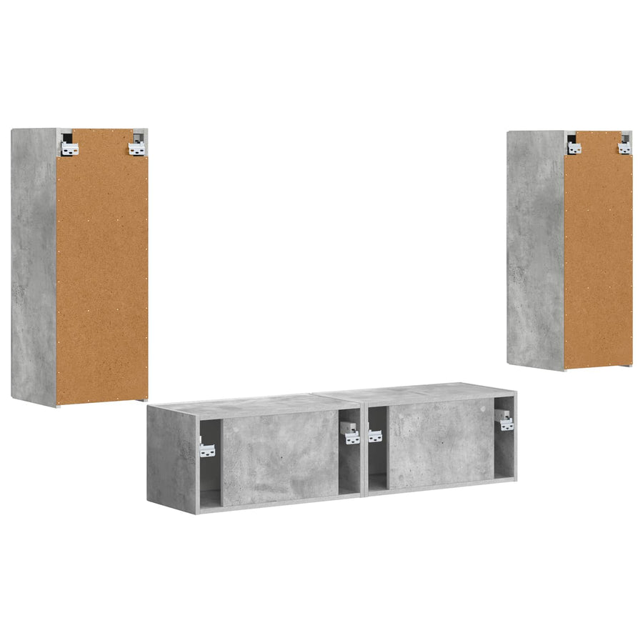 Tv-Meubelset Wandgemonteerd 2 Pcs Beton Grijs Bewerkt Hout Betongrijs