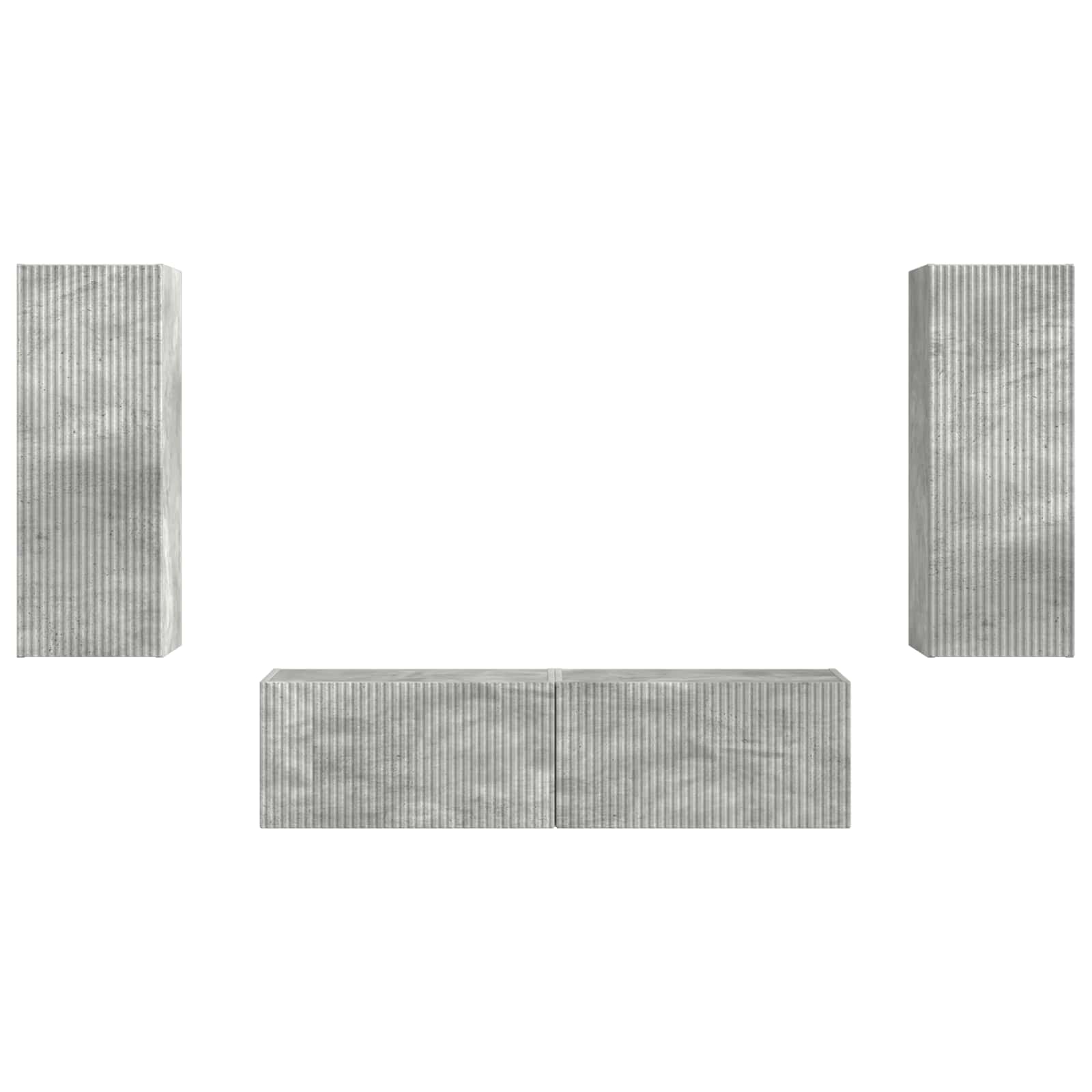 Tv-Meubelset Wandgemonteerd 2 Pcs Beton Grijs Bewerkt Hout Betongrijs
