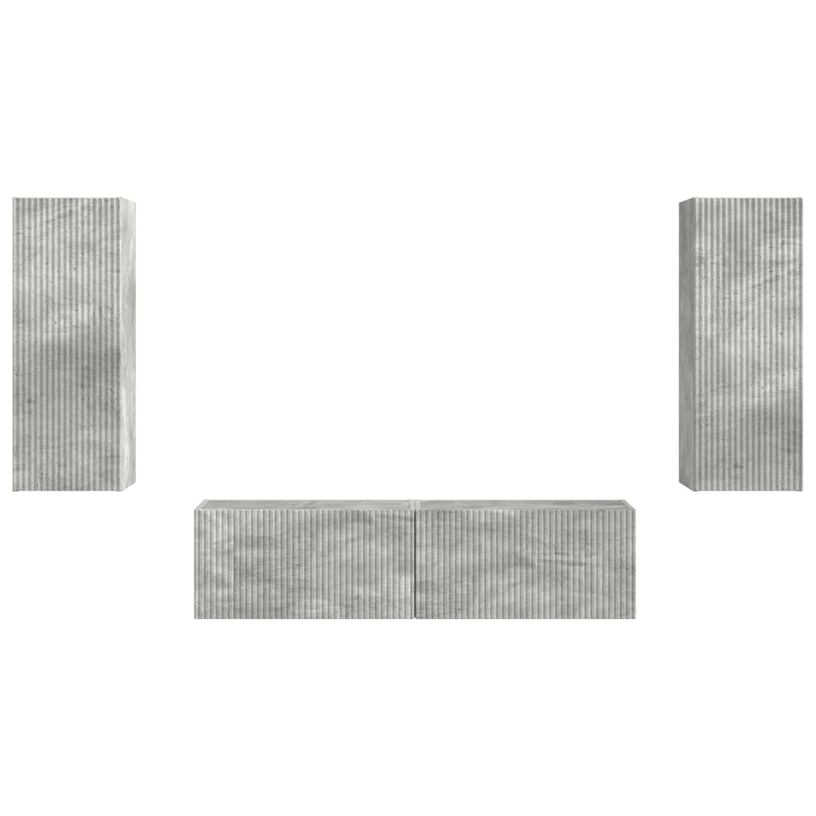 Tv-Meubelset Wandgemonteerd 2 Pcs Beton Grijs Bewerkt Hout Betongrijs