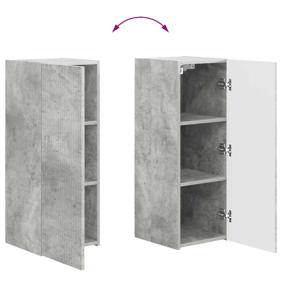 Tv-Meubelset Wandgemonteerd 2 Pcs Beton Grijs Bewerkt Hout Betongrijs