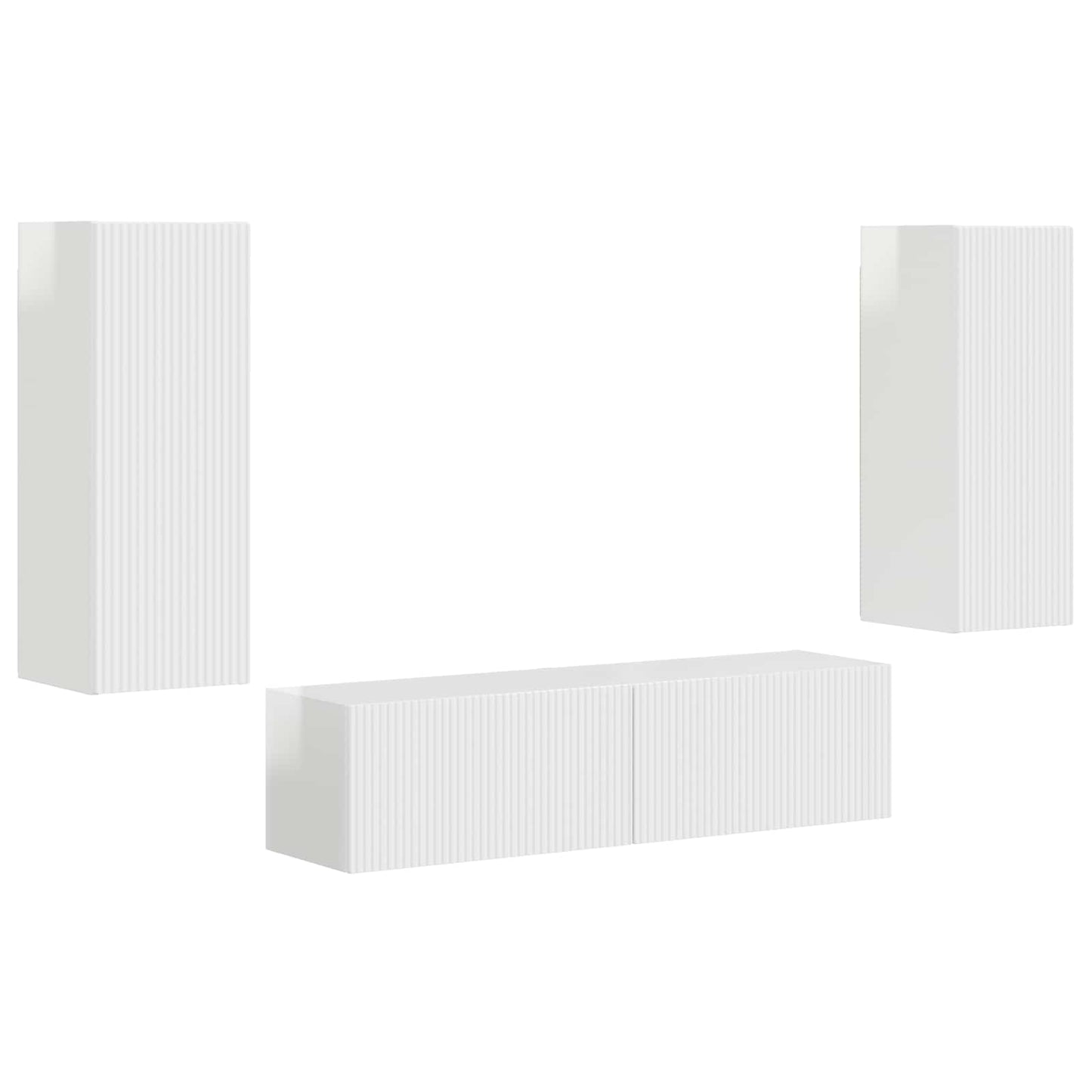 Tv-Meubelset Wandgemonteerd 2 Pcs Bewerkt Hout Hoogglans wit