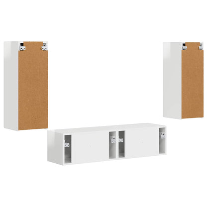 Tv-Meubelset Wandgemonteerd 2 Pcs Bewerkt Hout Hoogglans wit