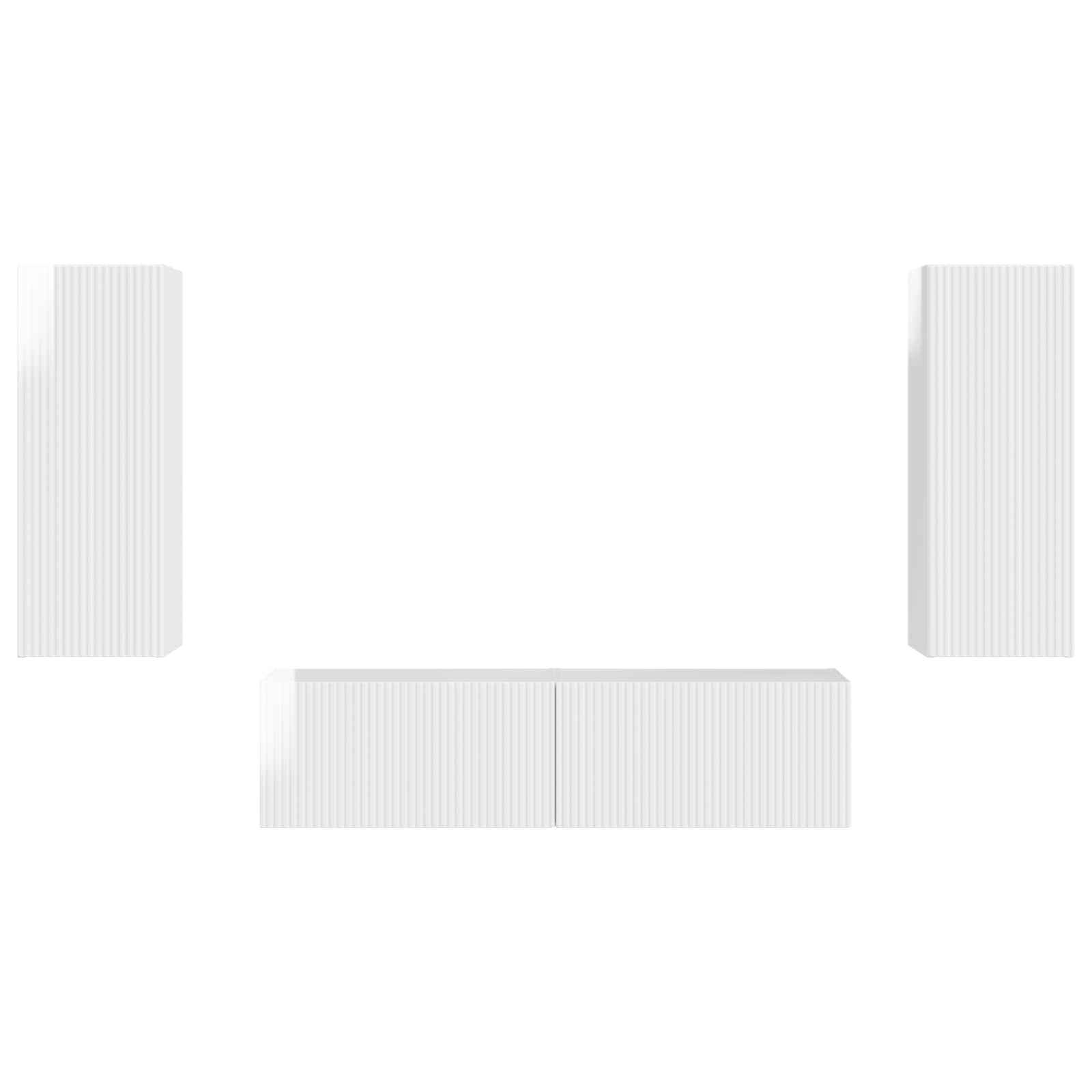 Tv-Meubelset Wandgemonteerd 2 Pcs Bewerkt Hout Hoogglans wit