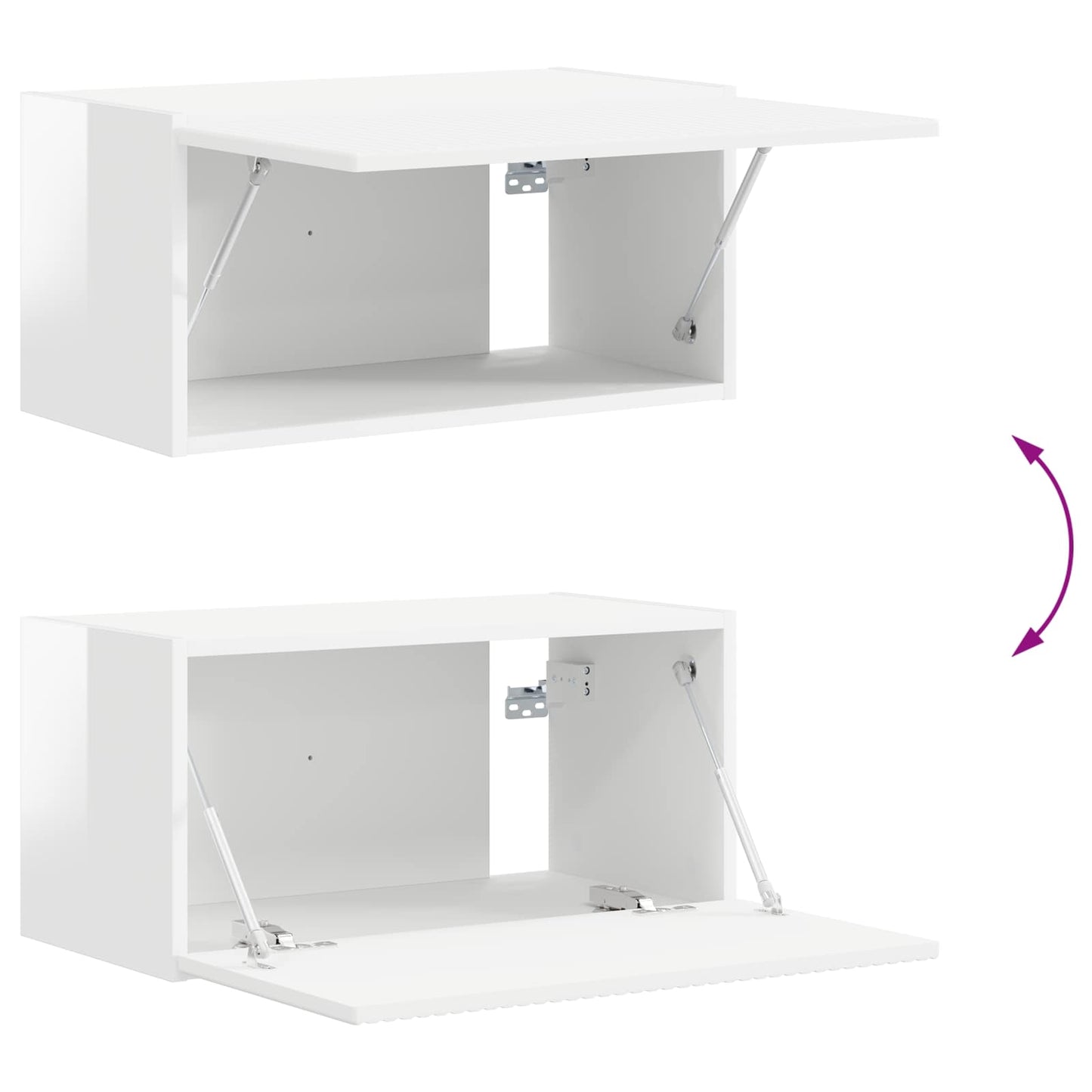 Tv-Meubelset Wandgemonteerd 2 Pcs Bewerkt Hout Hoogglans wit