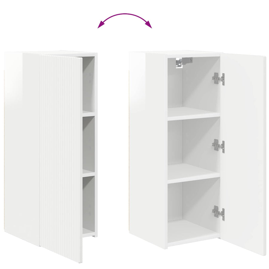 Tv-Meubelset Wandgemonteerd 2 Pcs Bewerkt Hout Hoogglans wit
