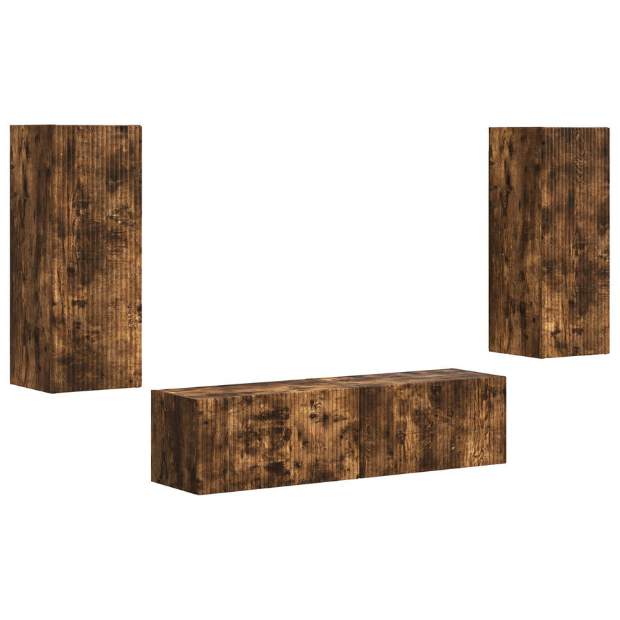 Tv-Meubelset Wandgemonteerd 2 Pcs Bewerkt Hout Gerookt eiken