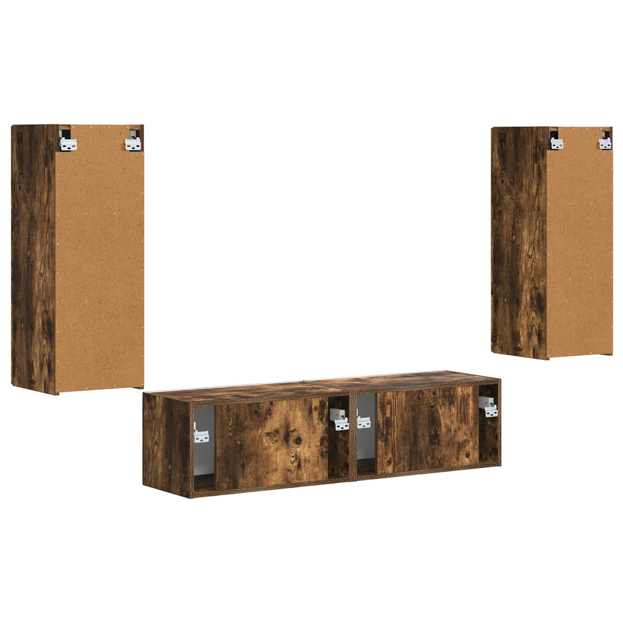 Tv-Meubelset Wandgemonteerd 2 Pcs Bewerkt Hout Gerookt eiken