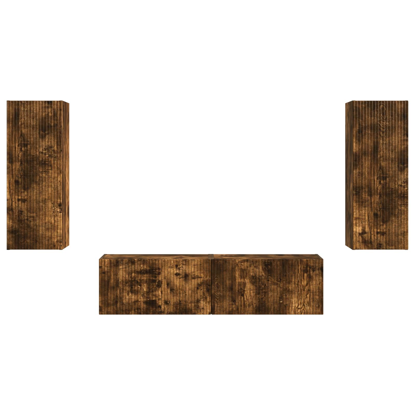 Tv-Meubelset Wandgemonteerd 2 Pcs Bewerkt Hout Gerookt eiken
