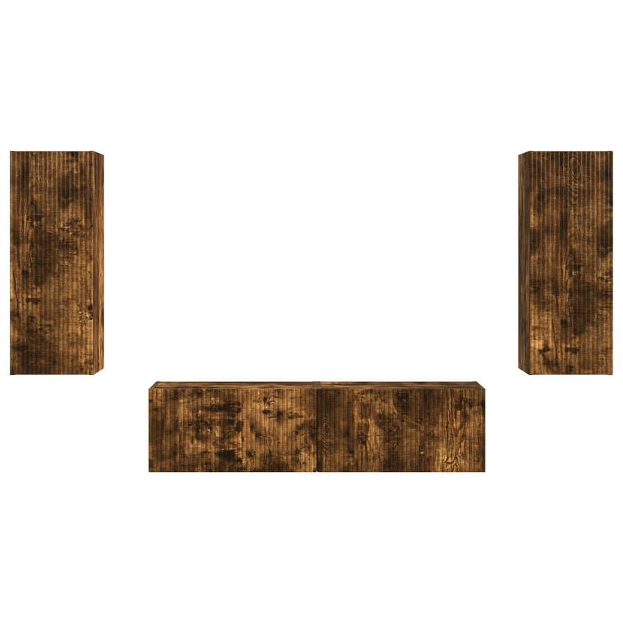 Tv-Meubelset Wandgemonteerd 2 Pcs Bewerkt Hout Gerookt eiken