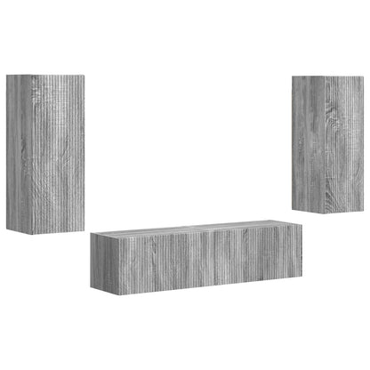 Tv-Meubelset Wandgemonteerd 2 Pcs Bewerkt Hout Grijs sonoma