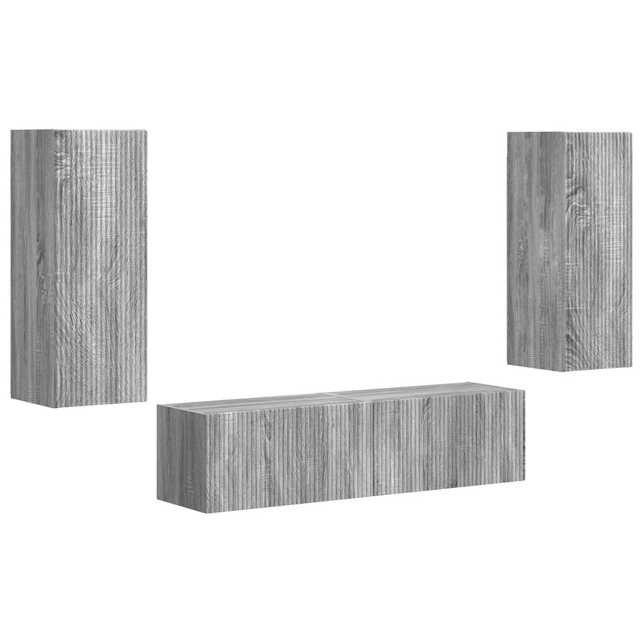 Tv-Meubelset Wandgemonteerd 2 Pcs Bewerkt Hout Grijs sonoma