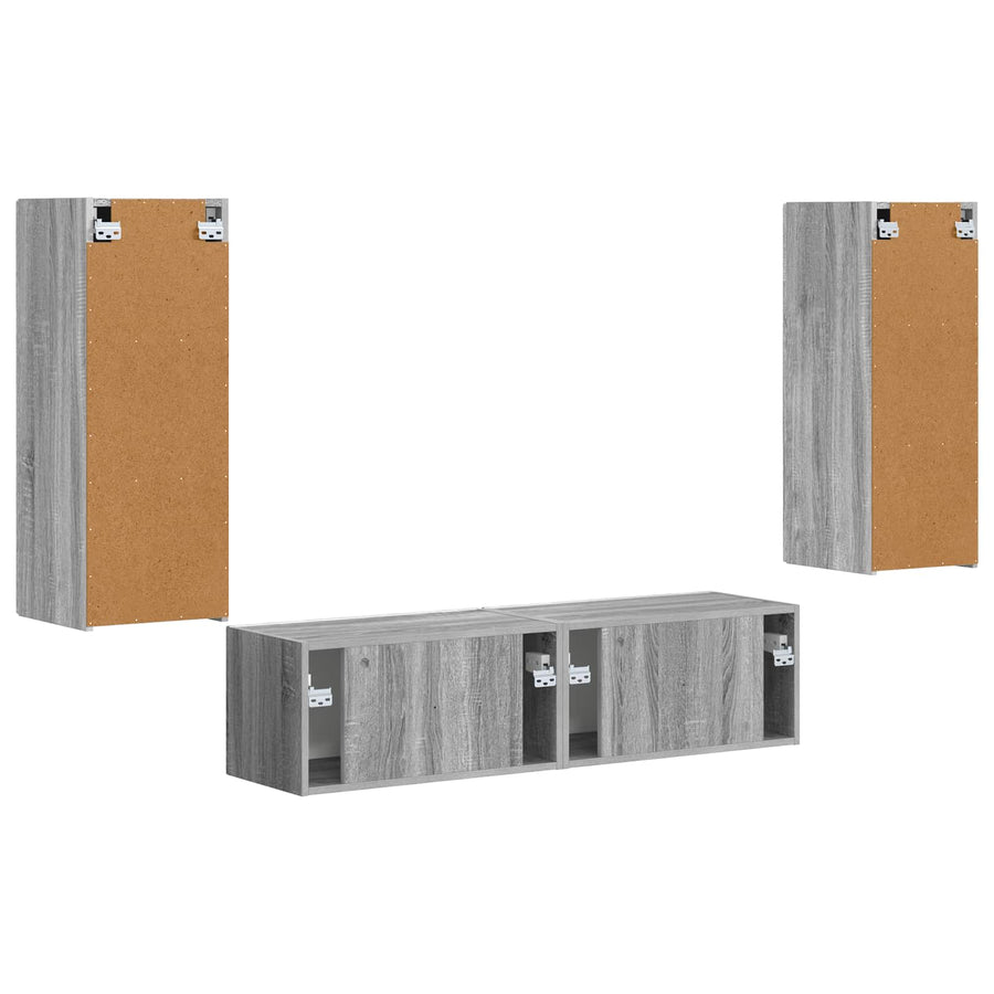 Tv-Meubelset Wandgemonteerd 2 Pcs Bewerkt Hout Grijs sonoma