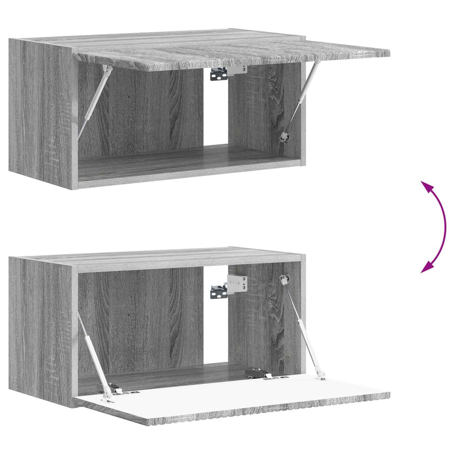 Tv-Meubelset Wandgemonteerd 2 Pcs Bewerkt Hout Grijs sonoma