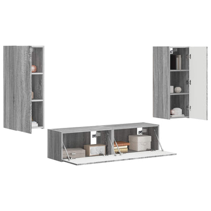 Tv-Meubelset Wandgemonteerd 2 Pcs Bewerkt Hout Grijs sonoma